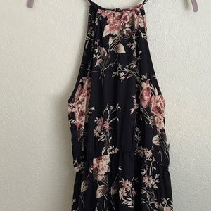 NWT Lulus Feel the Music Midnight Blue Floral Print Maxi Dress Size Medium